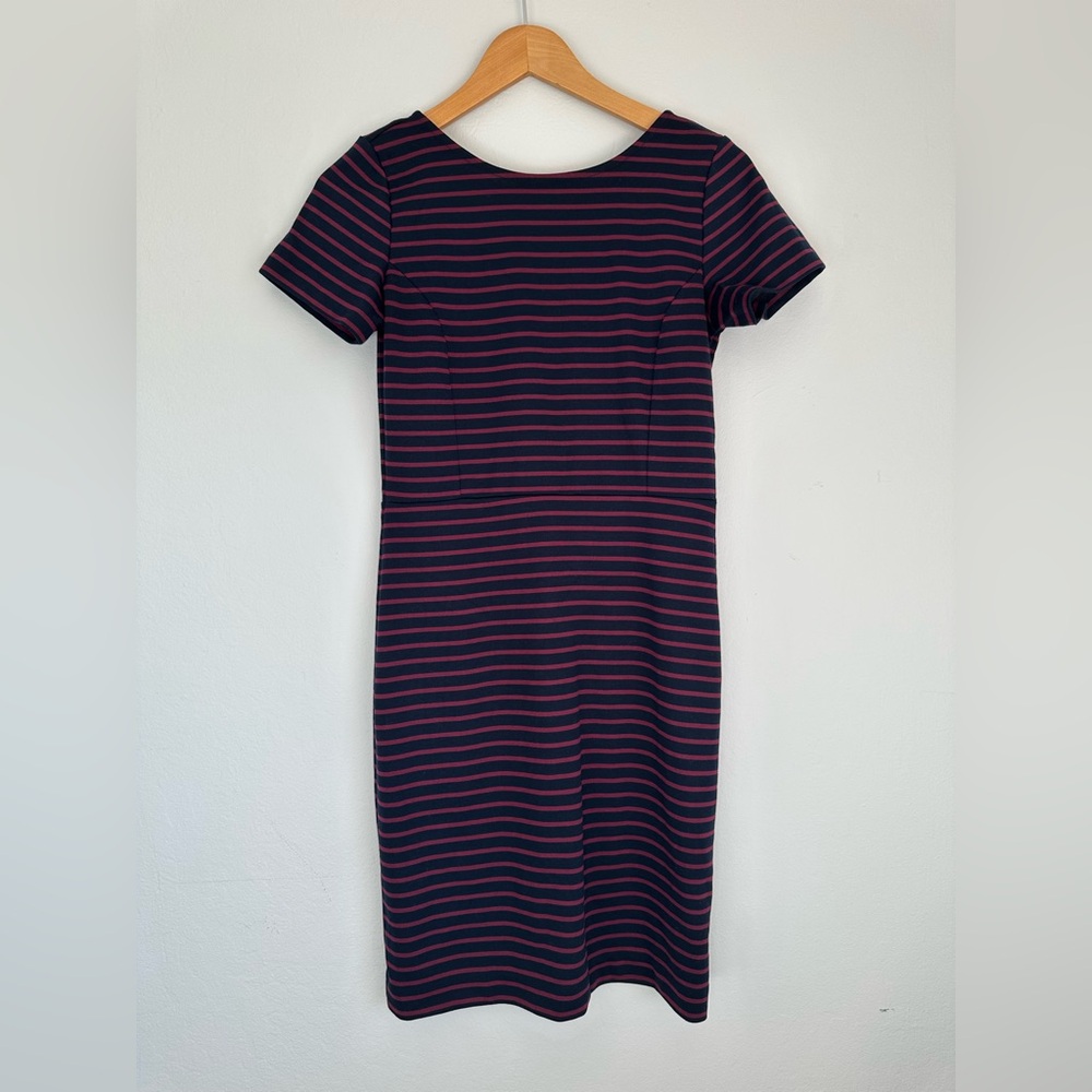 Banana Republic Factory black and maroon Striped Midi Dress